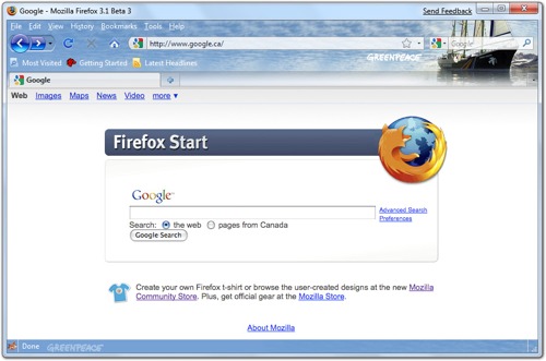 Firefox utilizando Mozilla Personas