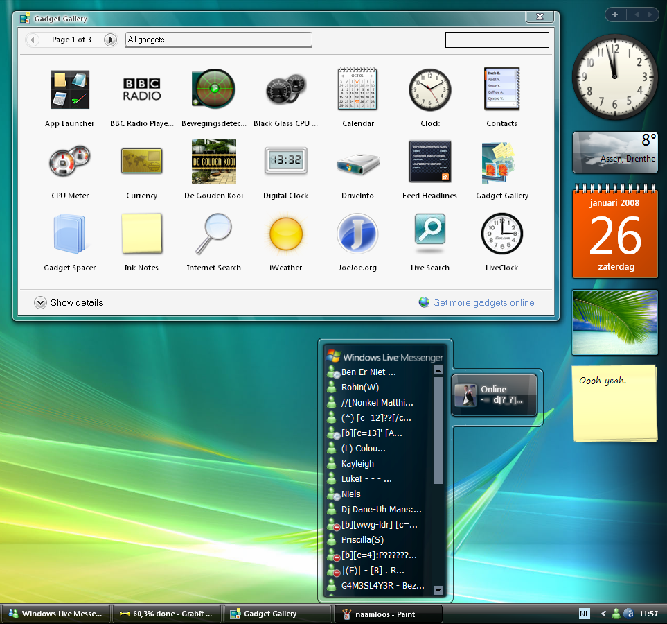 Barra Lateral de Windows Vista en Xp - Captura de Pantalla