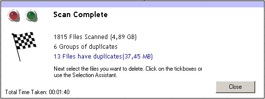 Duplicate Cleaner - Scan Complete