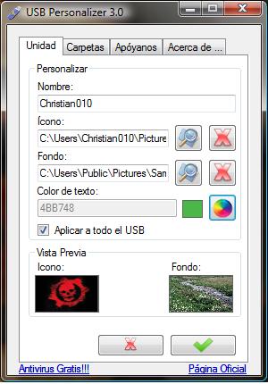 USB Personalizer - Ventana Principal